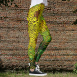 Weave Mandala Yellow Green und Orange Leggings<br><div class="desc">Diese trendige Mandala ist gelb,  grün und orange in einem Korbflechtstil. Psychedelische Visuals für den modernen Hippie oder für alle,  die Lieben groovy Farben.</div>