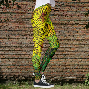 Weave Mandala Yellow Green und Orange Leggings
