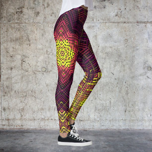 Weave Mandala Yellow Pink und Lila Leggings