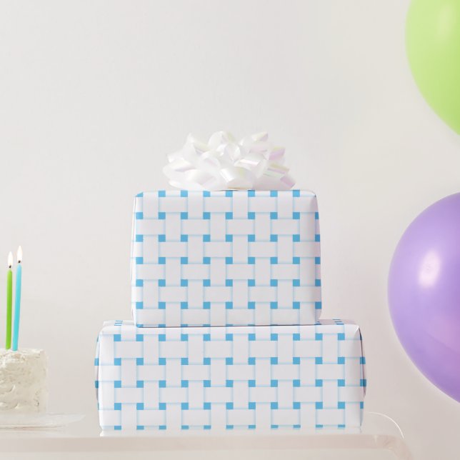 Weave Muster auf Sky Blue, anpassbar Geschenkpapier (Partygeschenke)