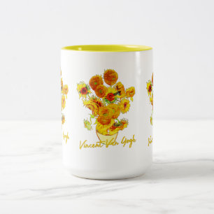 Weave Muster der Sonnenblumen von Vincent van Gogh Zweifarbige Tasse