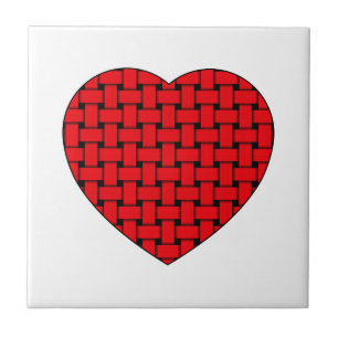 Weaved Red Heart Fliese