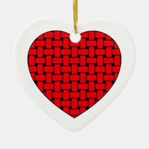 Weaved Red Heart Keramik Ornament