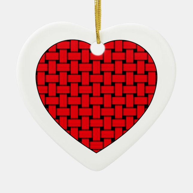 Weaved Red Heart Keramik Ornament (Vorne)