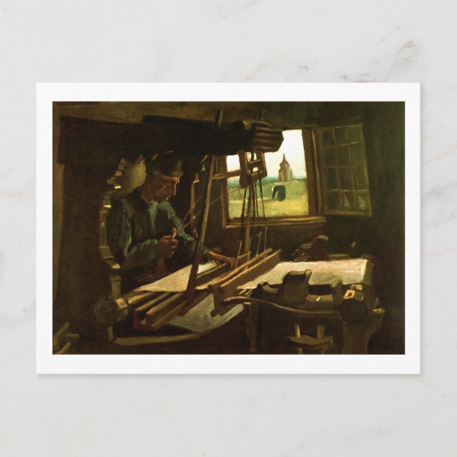 Weaver in der Nähe eines offenen Fensters Van Gogh Postkarte (Vorderseite)