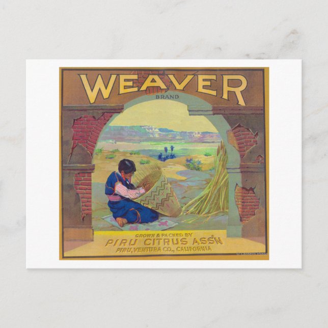 Weaver Orange LabelPiru, CA Postkarte (Vorderseite)