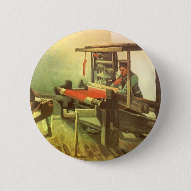 Weaver vor Links Spinnrad Vincent van Gogh Button (Vorderseite)
