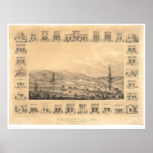 Weaverville, CA. Panoramakarte 1856 (1846A) Poster