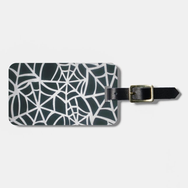 Web des Mysteriums: Delikate Falle - Weiße Spinnen Gepäckanhänger (Vorderseite horizontal)