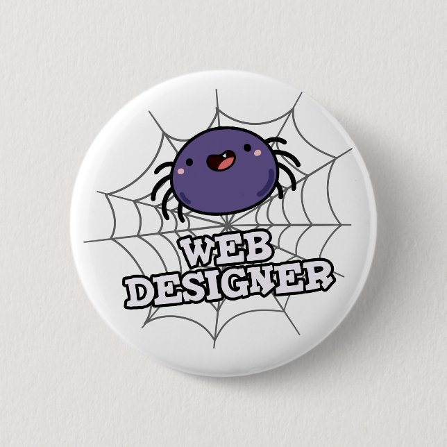 Web Designer Funny Spider Puff Button (Vorderseite)