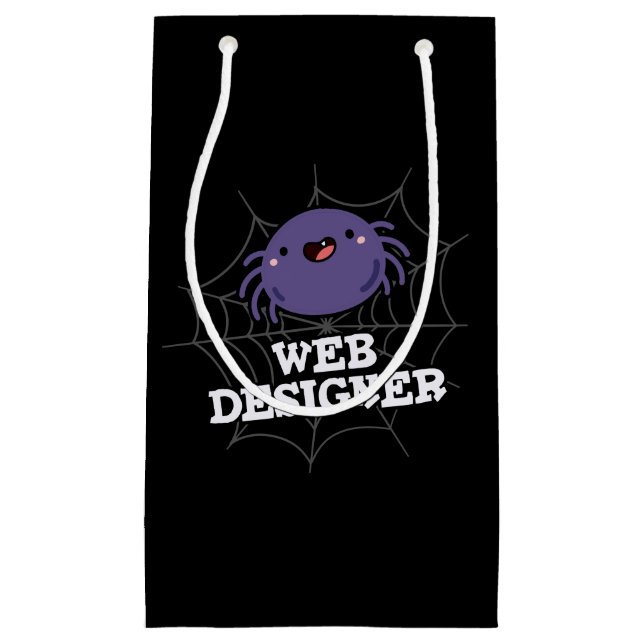 Web Designer Funny Spider Pun Dark BG Kleine Geschenktüte (Vorderseite)