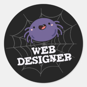 Web Designer Funny Spider Pun Dark BG Runder Aufkleber