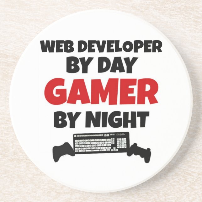 Web Developer by Day Gamer by Night Getränkeuntersetzer (Vorne)