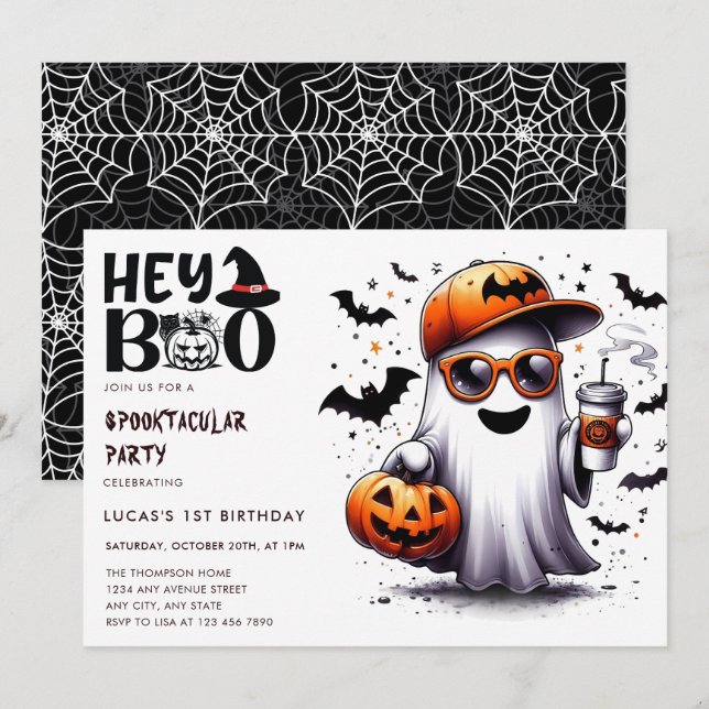Web | Ghost Bats | Halloween-Einladungen Einladung (Vorne/Hinten)