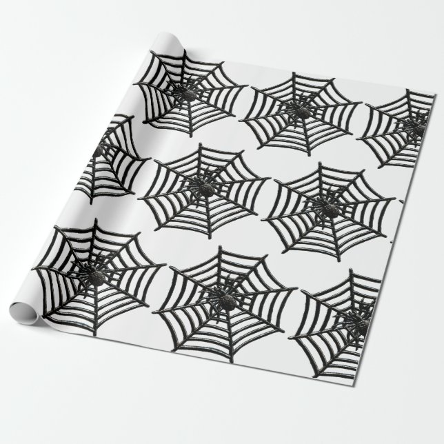 WEB-HALLOWEEN Wrapping Paper (BLACK & WHITE SPIDER Geschenkpapier (Ungerollt)