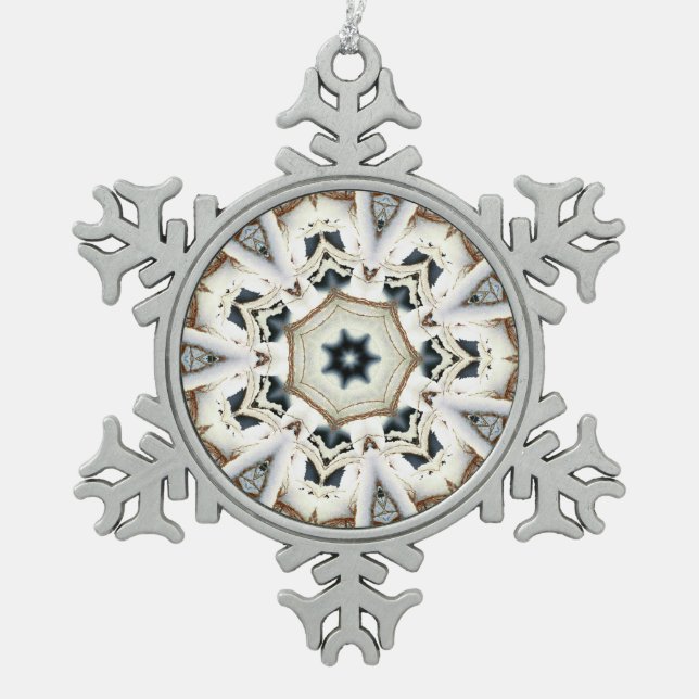 Web-Schnee Schneeflocken Zinn-Ornament (Vorderseite)