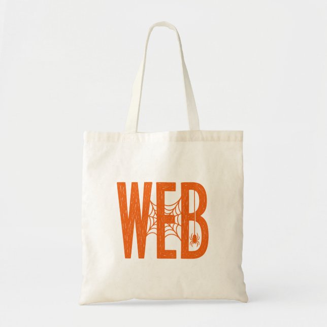 Web-Spinner-Halloween-Linolschnitt-Design Tragetasche (Vorne)