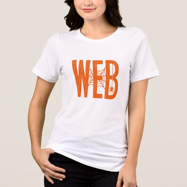 Web-Spinner-Halloween-Linolschnitt-Design Tri-Blend Shirt (Vorderseite)