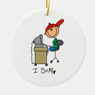 Web Surfer für männliches Strichmännchen Keramik Ornament