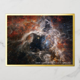 Webb Tarantula Nebula Bild, Gold Foil Postcard Folien Feiertagspostkarte