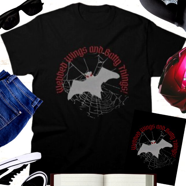 Webbed Wings & Batty Things Halloween Vampire Bat T-Shirt (Von Creator hochgeladen)