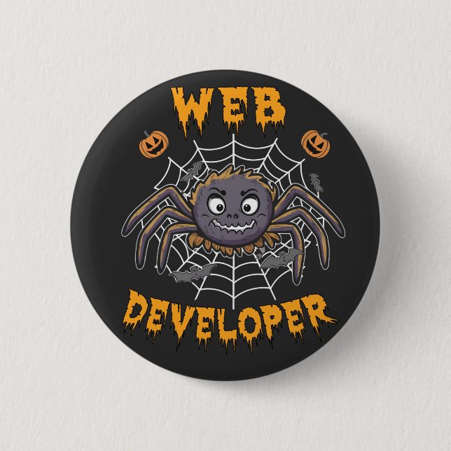 Webentwickler Funny Spooky Halloween Spider Button (Vorderseite)