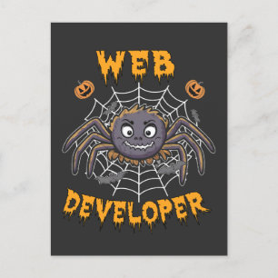 Webentwickler Funny Spooky Halloween Spider Feiertagspostkarte