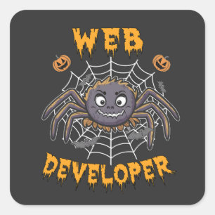 Webentwickler Funny Spooky Halloween Spider Quadratischer Aufkleber