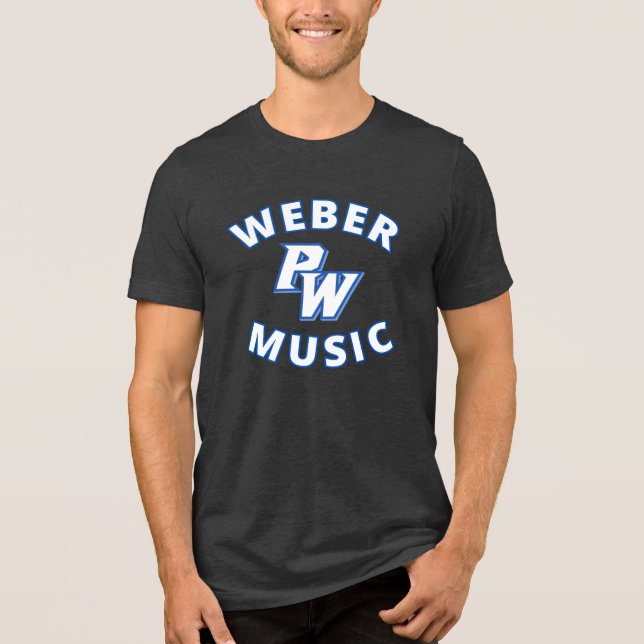 Weber Music (blauer Text) mit neuem PW-Logo Tri-Blend Shirt (Vorderseite)