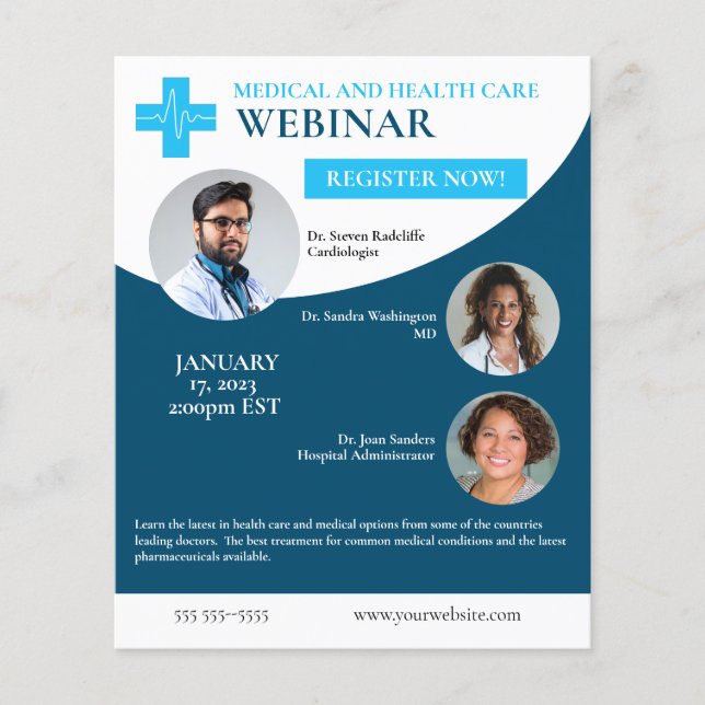 Webinar über Medizin und Gesundheitswesen Flyer (Vorne)