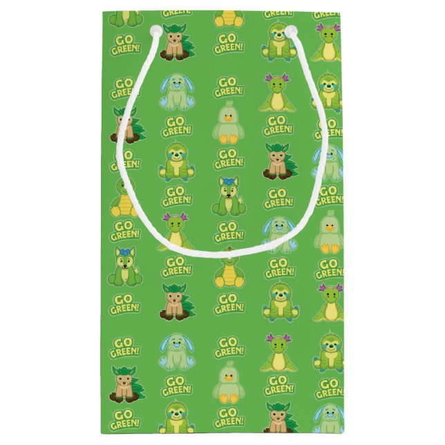 Webkinz gehen Muster grünes Kleine Geschenktüte (Rückseite)