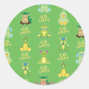 Webkinz gehen Muster grünes Runder Aufkleber