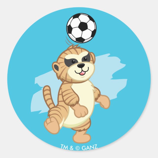 Webkinz | Meerkat Playing Soccer Runder Aufkleber (Vorderseite)