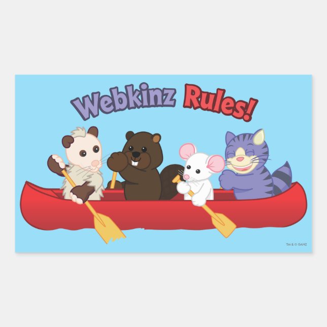 Webkinz | Webkinz Regel-Kanu-Reise 2 Rechteckiger Aufkleber (Vorderseite)