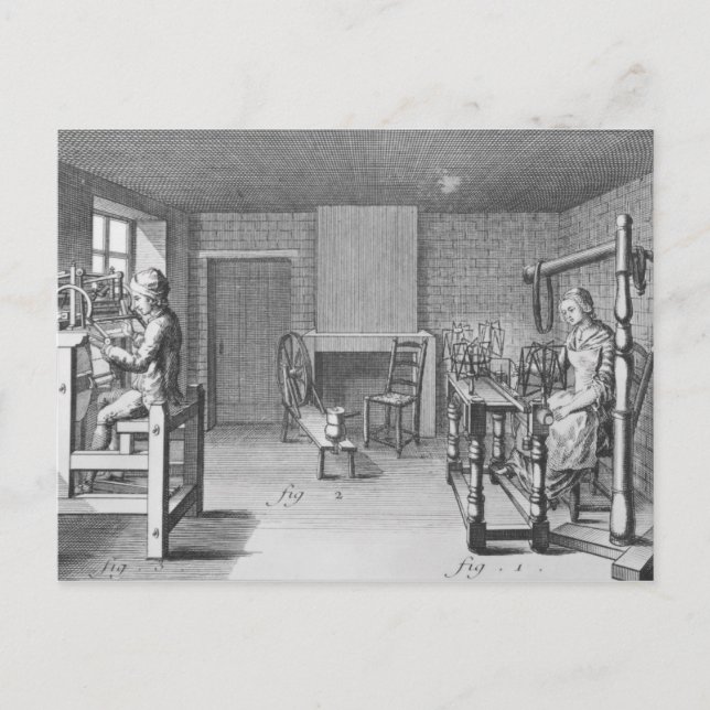 Webraum für Strümpfe Postkarte (Vorderseite)