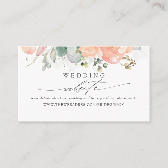 Webseite für Hochzeiten und Peach Foliage Visitenkarte (Vorderseite)