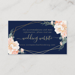 Webseite für Hochzeiten von Chic Navy Blue Peach G Begleitkarte