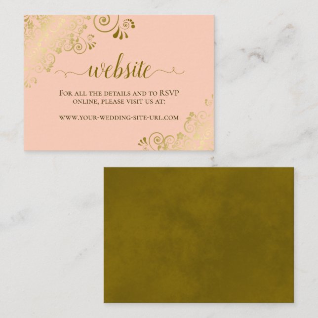 Webseite für Hochzeiten von Korallen mit Gold Flor Begleitkarte (Vorne/Hinten)