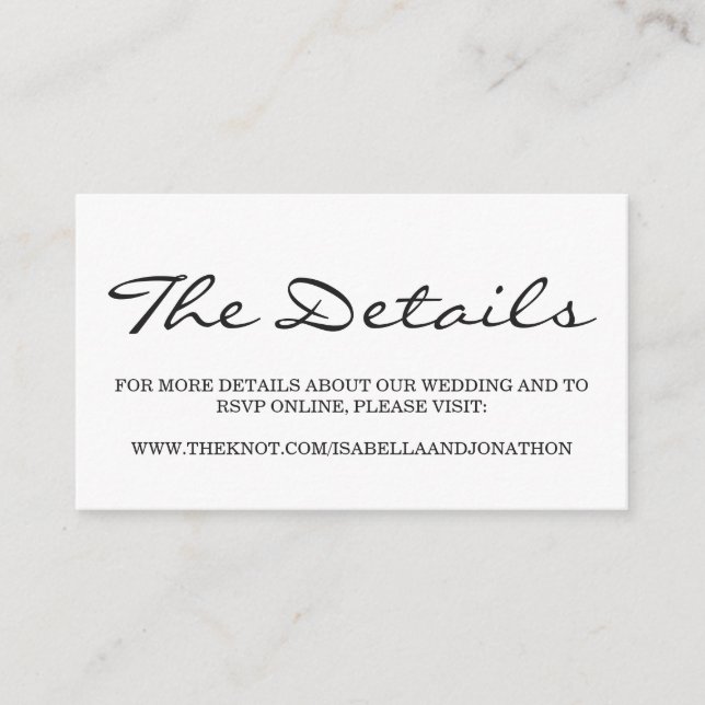 Website-Abschlusskarte für Hochzeiten Begleitkarte (Vorderseite)