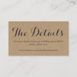 Website-Abschlusskarte für Hochzeiten | Rustikalkr Begleitkarte