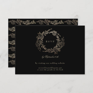WEBSITE "Black Ebony Botanical Wreath QR CODE" RSVP Karte