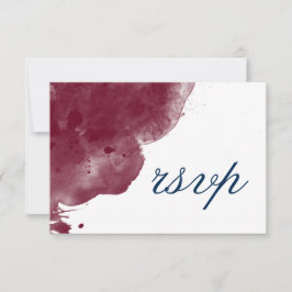 Website Burgundy & Navy Watercolor Wedding RSVP Karte