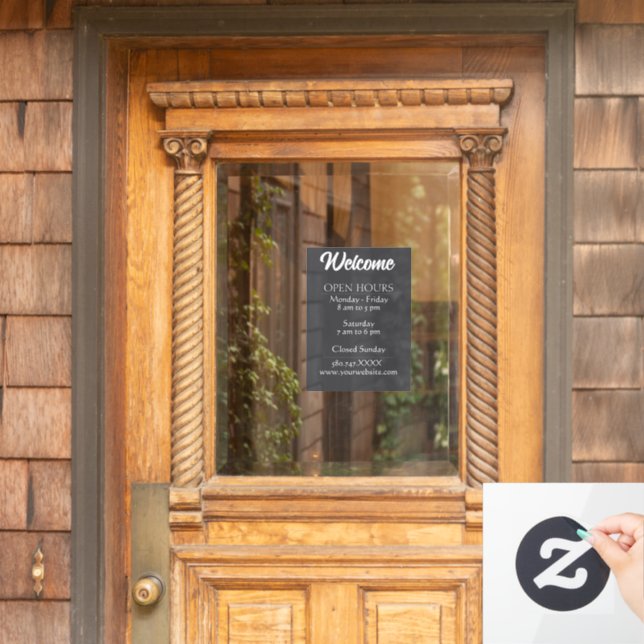 Website "Business Welcome and Open Hours" Fensteraufkleber (Haustür)