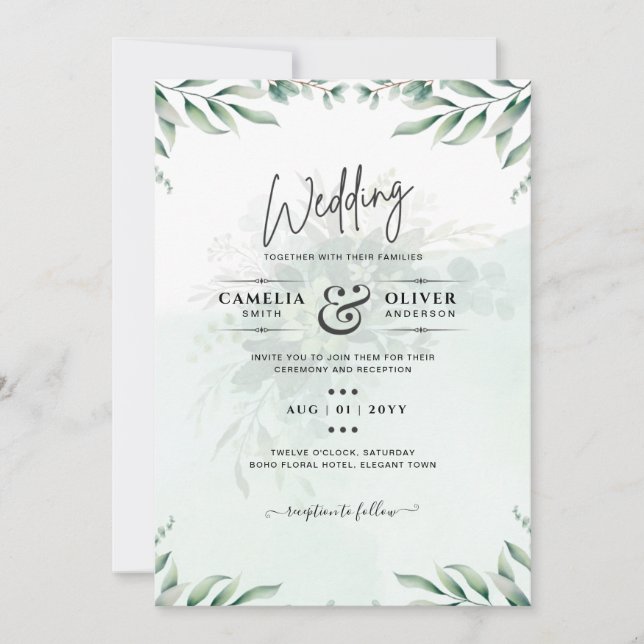 Website der Greenery Wedding Einladungen UAWG QR C (Vorderseite)
