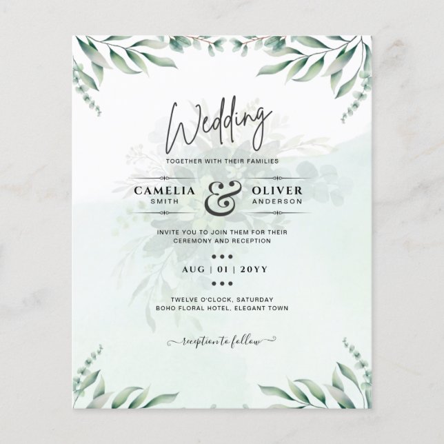 Website der Greenery Wedding Einladungen UAWG QR C Flyer (Vorne)