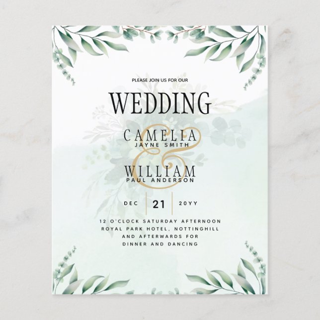 Website der Greenery Wedding Einladungen UAWG QR C Flyer (Vorne)