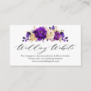 Website der Royal Lila Violet Gold Floral Wedding  Begleitkarte