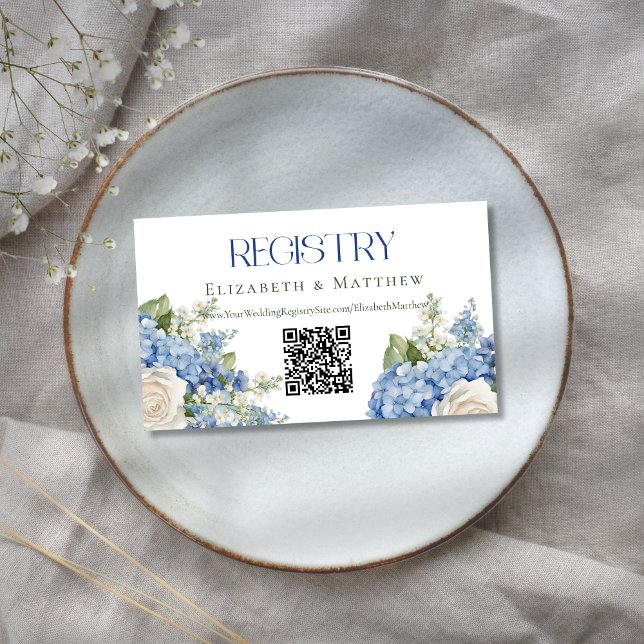Website des Blue Hydrangea Wedding Registry QR Cod Begleitkarte (Von Creator hochgeladen)