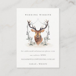 Website des eleganten Dusky Deer Floral Wappen Wed Begleitkarte