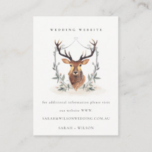 Website des eleganten Dusky Deer Floral Wappen Wed Begleitkarte